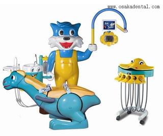 Linda unidade de cadeira dentária de gato azul para crianças para crianças cadeira dentária